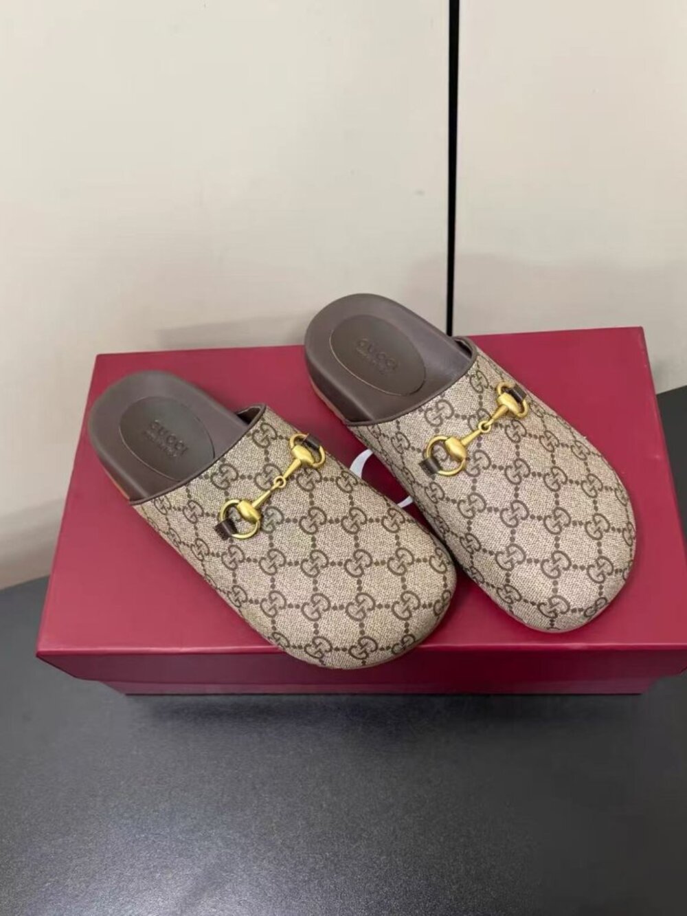 Gucci GG Supreme Canvas Horsebit Backless Mule Clogs